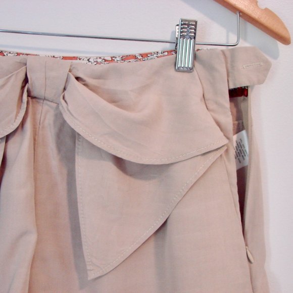 Anthropologie Elevenses Beige Tan Bow Front Flowy Shorts Size Zero 0 NWOT - Picture 9 of 11